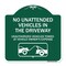 Signmission No Unattended Vehicles in the Driveway Unauthorized Vehicles Towed at Vehicle Owners, GW-1818-23553 A-DES-GW-1818-23553 - alternate 1